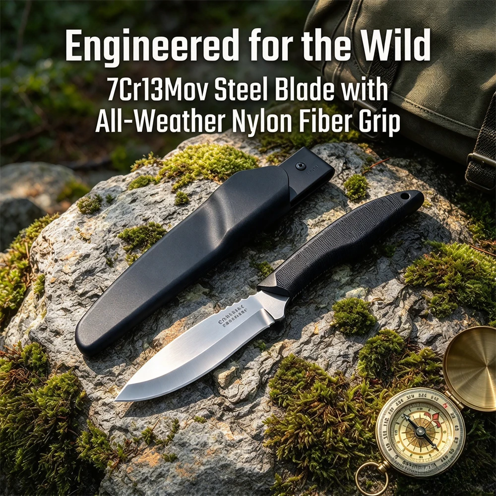 Model 20CBL Canadian Belt Knife – 7Cr13MoV Fixed Blade Durable Nylon Grip Protective Sheath – Practical for Camping & Field Use