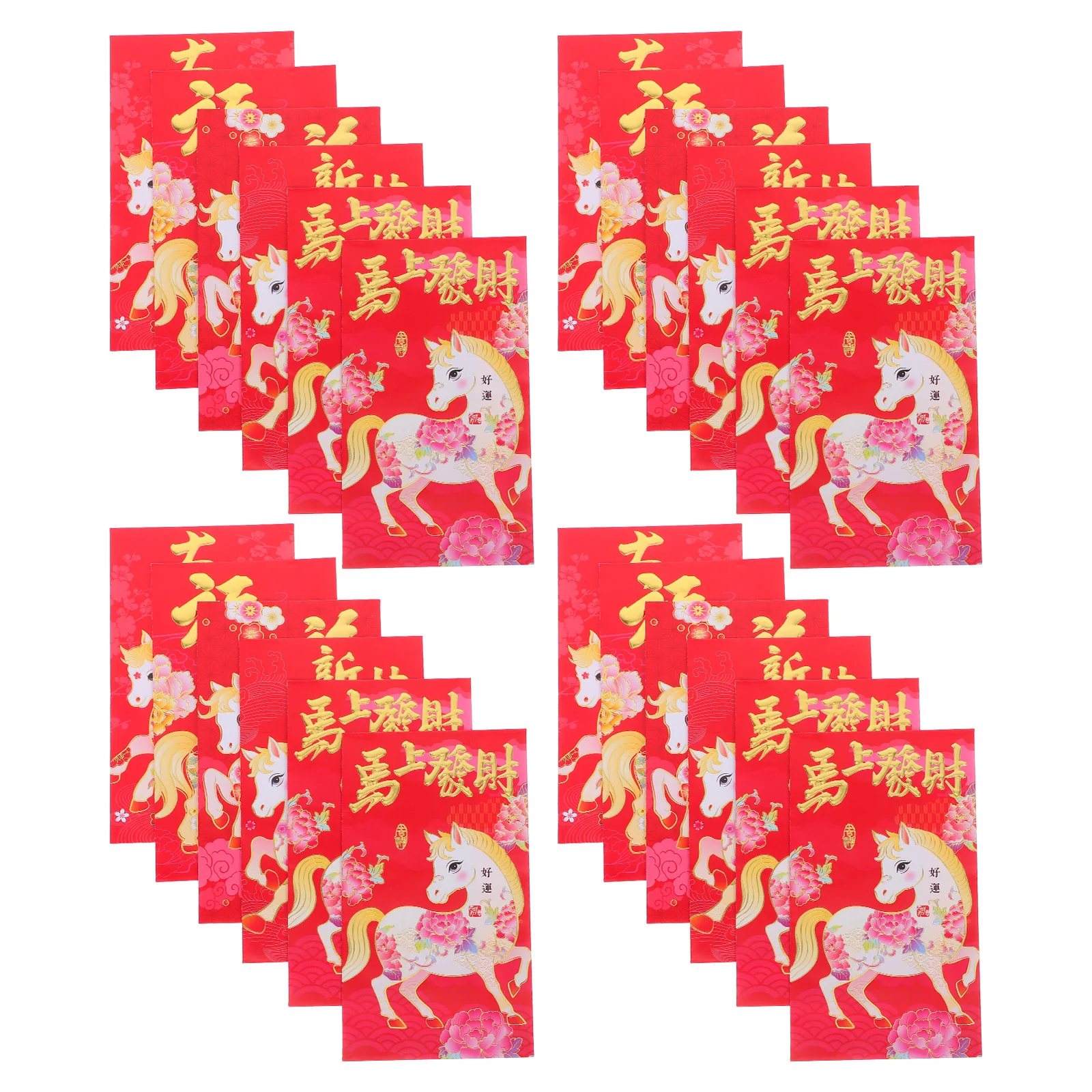 

60pcs Horse Year Spring Festival Red Envelopes Lucky Money Packets Wedding Chinese New Year Celebration Large Capacity Vibrant