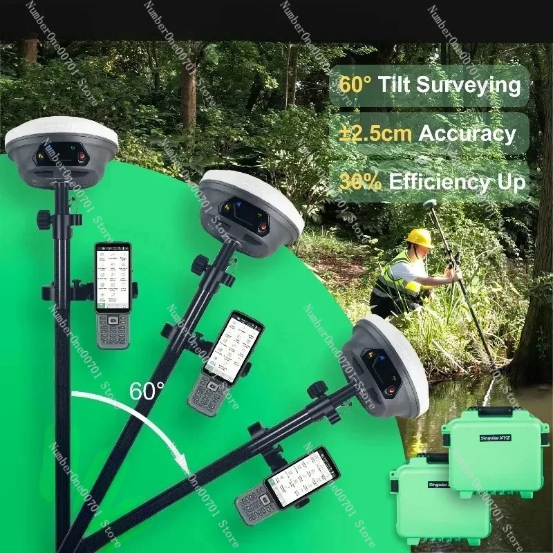 High Precision 1408 Channels  Receiver GPS with 60°  Tilt Adjustment Base And Rover Set for Land Survey