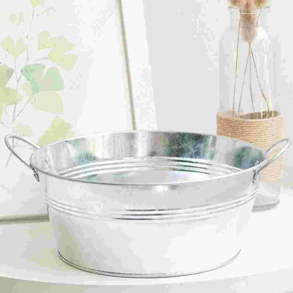 Double Handle Pail Vintage Style Bucket Home Pot Plant Nordic Iron Drum Gardening