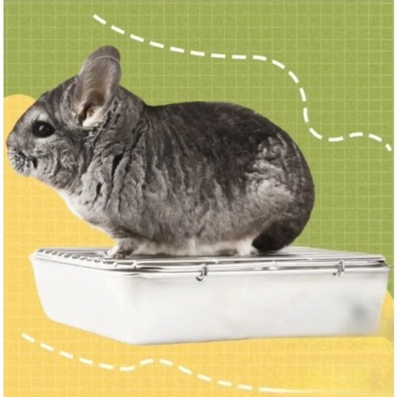 

Туалет для маленьких домашних животных из нержавеющей стали, жевательная сковорода для туалета для шиншиллы, противоскользящая клетка для кроликов, морских свинок, ежиков