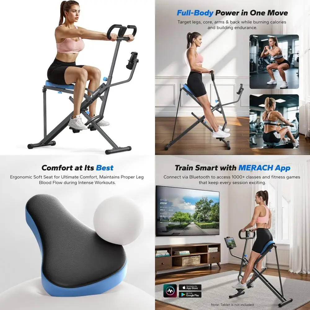 MERACH Enhanced Squat Machine for Women, Multi-Functional Rowing and Squat Exerciser with Tablet Holder, Adjustable Resistance u