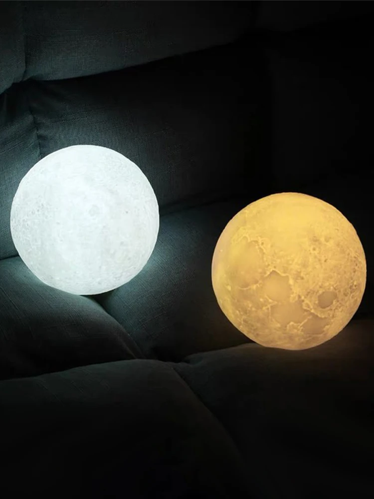 Imagem -03 - Creative Moon Led Lamp Small Night Light Stand Starry para Quarto Decoração de Cama Ambiance Light Presente Infantil