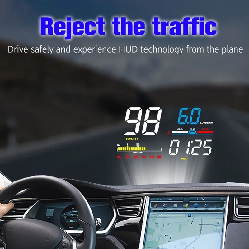 

Windshield Projector Electronic Car Speedometer Tachometer with Overspeed Alarm Improve Driving Comfort & Security