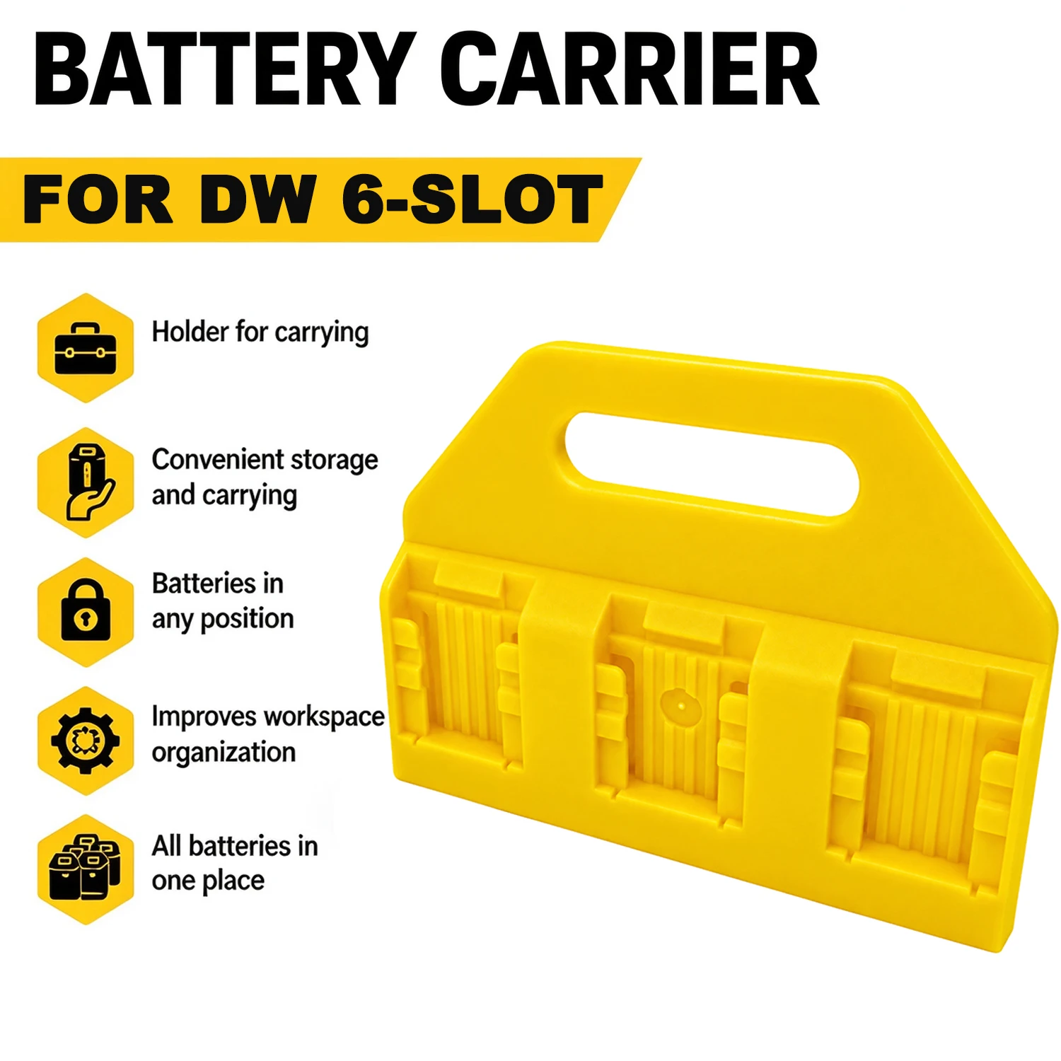 6 Slot Battery Carrying Holder For DW 18 V/14.4 V Li-ion Battery Portable Storage Organizer Rack Carrying Case with Handle