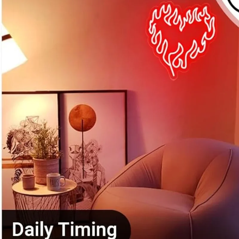 Heart Fire Shape Neon Signs LED Neon Light Sign Light Up Neon Signs Wall Decor for Bedroom Birthday Gift Valentine's Day Party