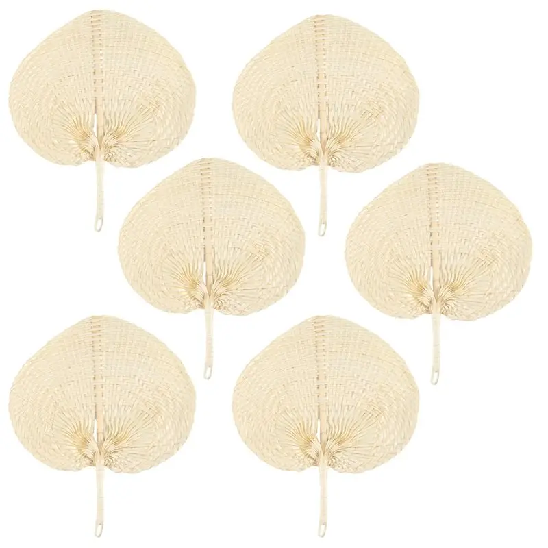 B17C Natural Handmade Straw Fan Hand-Woven Palm Leaf Hand Woven Summer Cooling Mosquito Repellent Hand Fans Farmhouse Decor