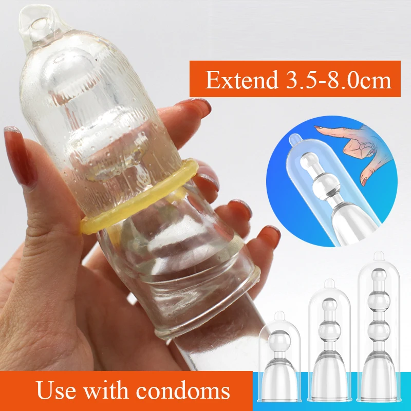 3PCS Glans Extend Penis Sleeve Comdom Reusable Male Cock Extender Dick Sleeve Sex Toys for Men Extend 3.5-8.0cm