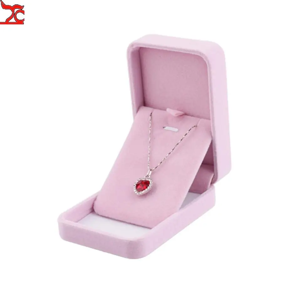 Pink Round Flannelette Jewelry Box Set Box Ring Box Pendant Bracelet Necklace Pearl Necklace Set Packing Box