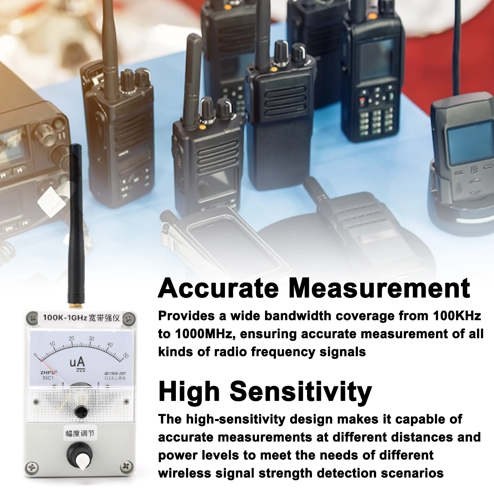 100K to 1GHz Bandwidth Field Strength Meter High Sensitivity Field Intensity Indicator with Built-in Automatic Damping Function