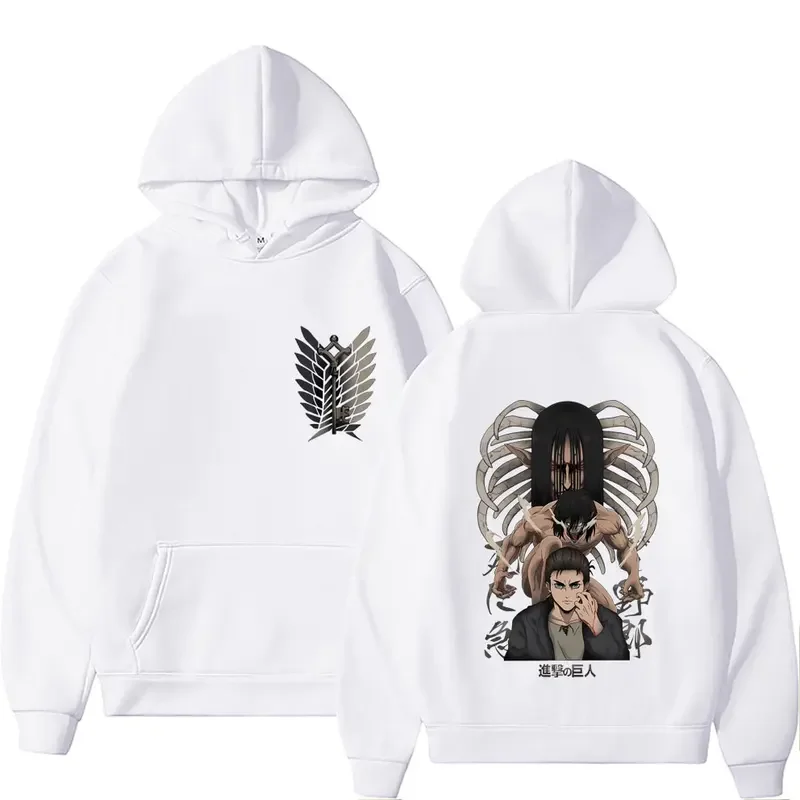 Sweats à capuche Anime Attack On Titan pour hommes et femmes, sweat à capuche imprimé graphique Yeager Eren, streetwear Harajuku, pull grande taille