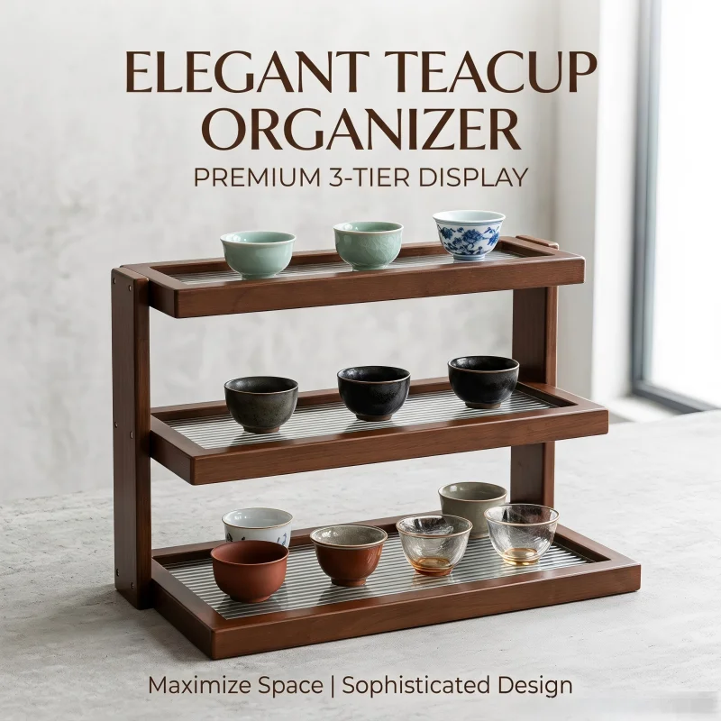 2/3 Tiers Desktop Cup Storage Rack Organizer - Countertop Tea Coffee Mug Holder Stand for Home Kitchen and Office Use