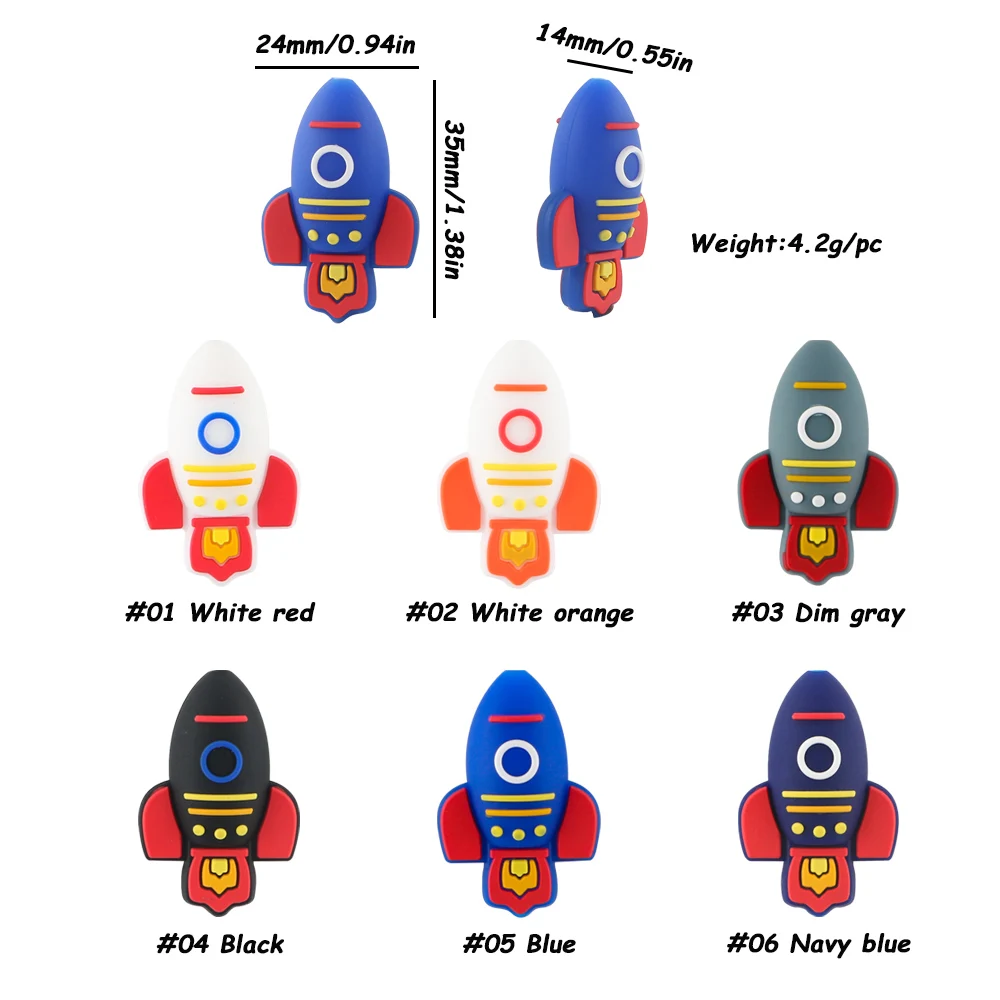 5/10Pcs New Stereoscopic  Astronaut Rocket Silicone Beads Sun Eyes For Jewelry Making DIY Necklace KeyChain Accessories