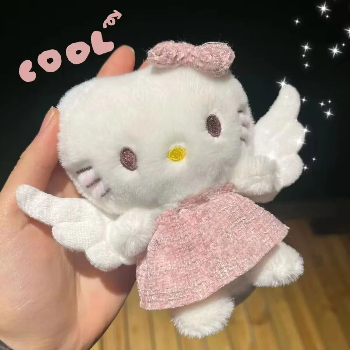 Sanrio Hello Kitty Plush Keychain Pink Skirt Wings Anime Car Key Chain Pendant Cute Women Bag Car Keychians Girl Birthday Gifts