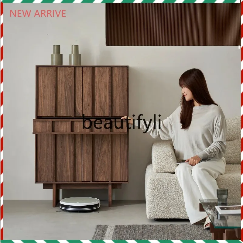 

D2520 Cabinet black walnut solid wood medieval storage chest