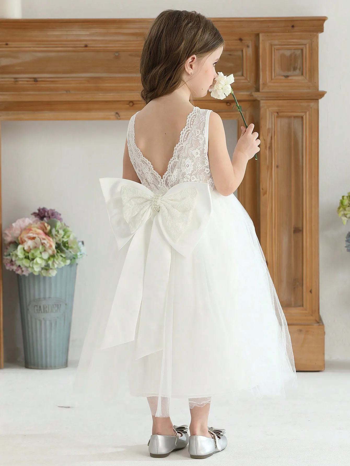 

Summer Girl Princess Dress Lace Big Bow Dress Baby Girls Festive Communion Eid Party Evening Birthday Dress For 4-7 Year BIBIHOU