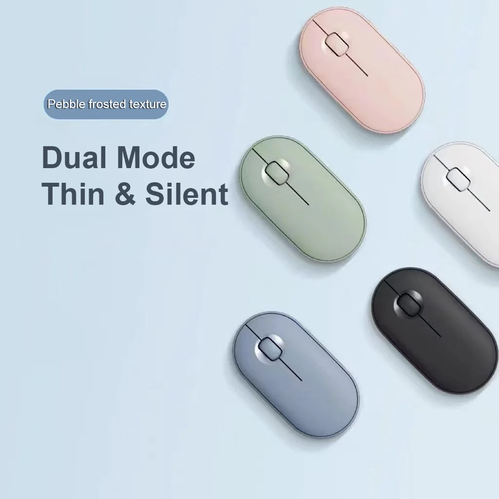 Dual Mode 2.4G Bluetooth Mouse Wireless Mute Ergonomic Optical Mause Cute Pink Girl Gaming Mice Suitable for M350 Pebble Office