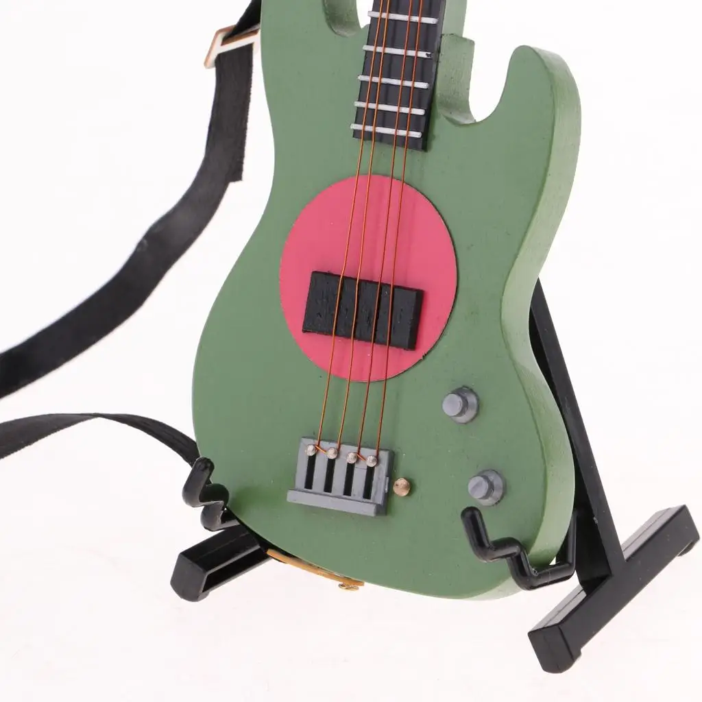 

Wooden Electric Bass Model Miniature Music Instrument 1 6 Dollhouse Accessories for Action Figure BJD Dolls and Mini Decor