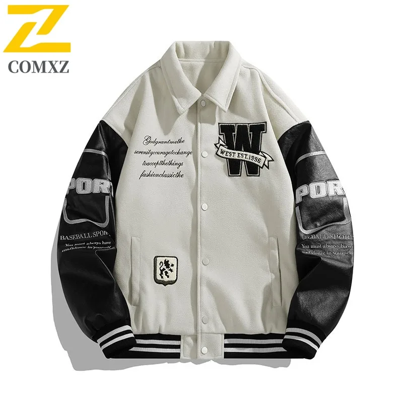 COMXZ الرجال زي بيسبول وسيم جديد إلكتروني طباعة يندبروف الخريف الرياضة في الهواء الطلق معطف السفر 2025 الشارع الشهير Preppy Chaqueta #4