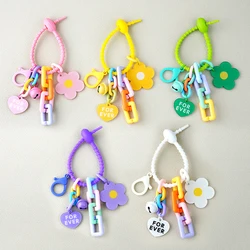 Colorful Flowers Keychain Bag Pendant Korean Yk2 Simple Fob Labubu Keyring Acrylic Key Holder Car Hanging Trinket For Boys Girls