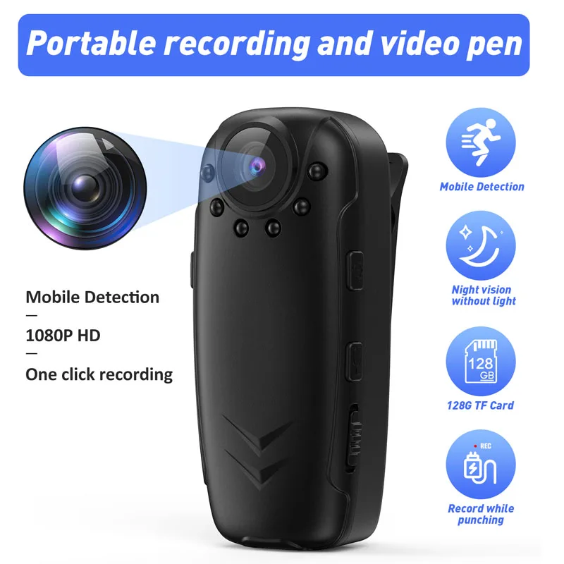 Mini Camera Law Enforcement Recorder 1080P Video Record Professional Portable Body Camera Meeting Long Battery Life Camcorders