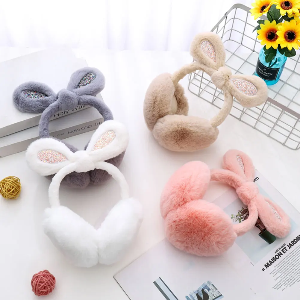 

Rabbit Ear Muffs Grey Toddler Girl Warm Earmuff Lightweight Comfort Durable Reusable Kids Winter Accessory earmuffs