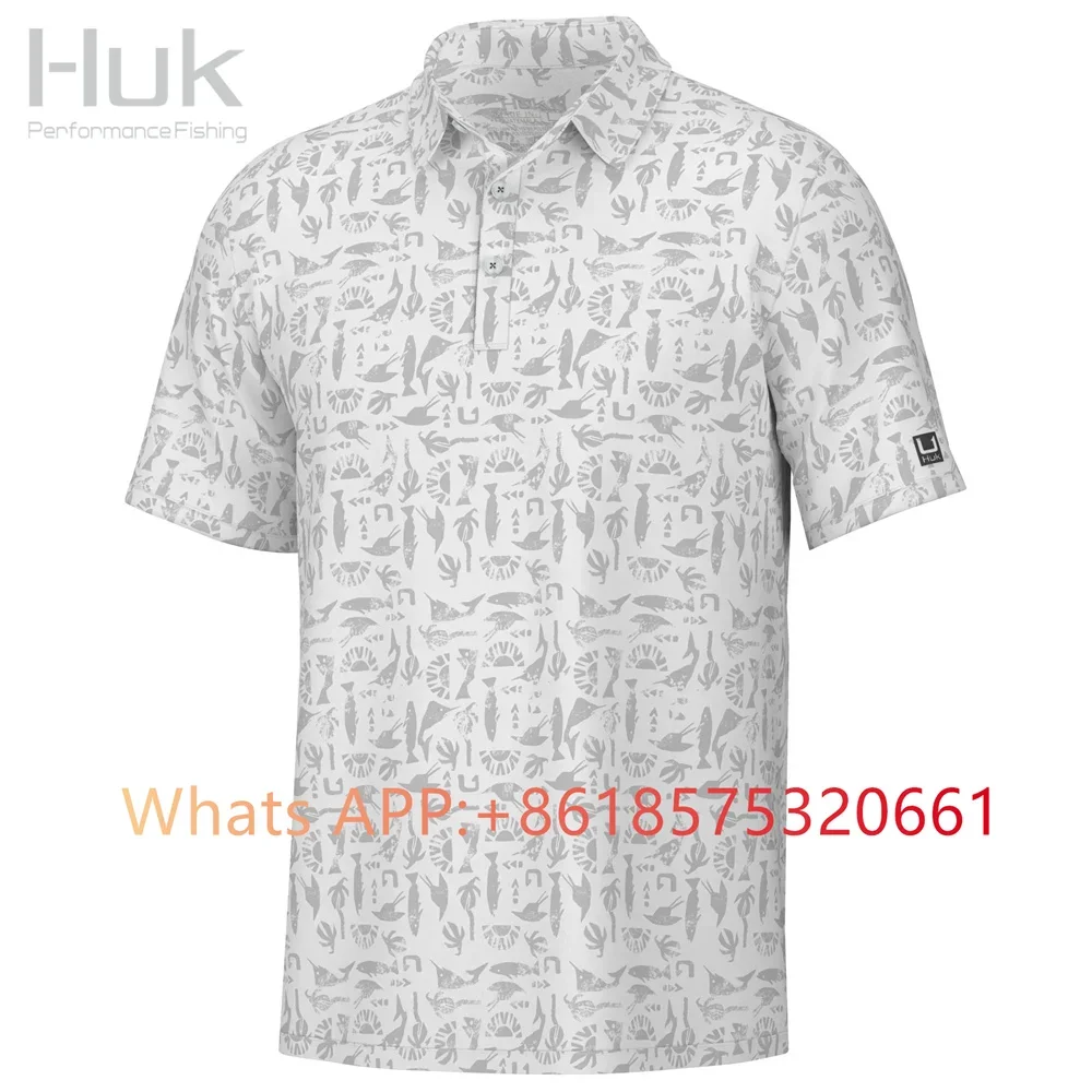 HUK Mens Golf Polos Luxury Summer Fashion Men Clothing Top Casual Lapel Short Sleeve T-shirt Fashion Anti-wrinkle Men T Shirt