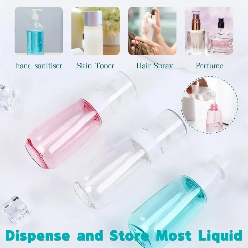 5 Stücke 30 ml-100 ml Tragbare Klar/Blau/Rosa Sprühflasche Reise Parfüm Zerstäuber Spender Flasche Nebel Lotion Leere Nachfüllbar