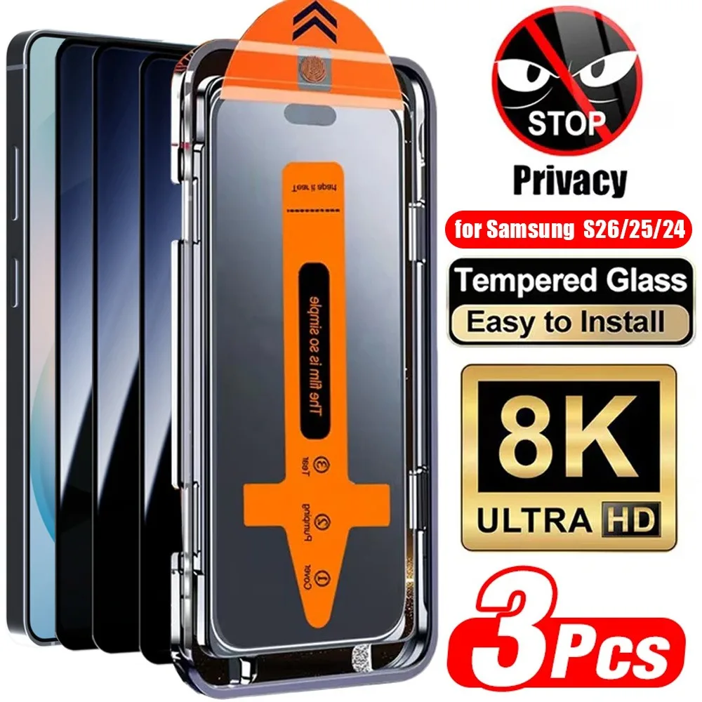 

For Samsung Galaxy S26 S25 S24 Plus Ultra Anti-spy Tempered Glass with Auto Installation Privacy / HD Clear Screen Protector