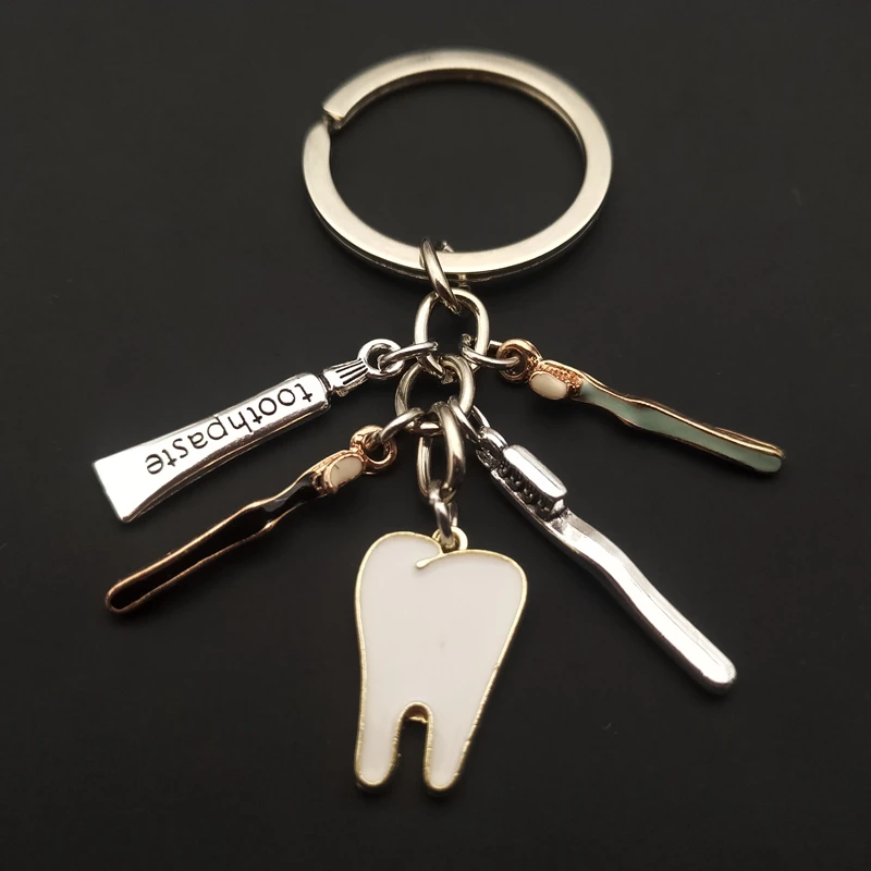 Toothbrush Toothpaste Tooth Keychain Enamel Toothbrush Keychain Dental Hygienist Keychain Decorative Backpack Pendant Keyring