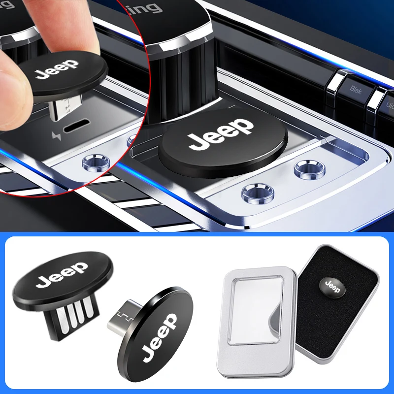 1Pcs Car Logo USB Universal Flash Drive Tiny U Disk For Jeep Renegade JK Wrangler Grand Cherokee Gladiator Compass Patriot Trail