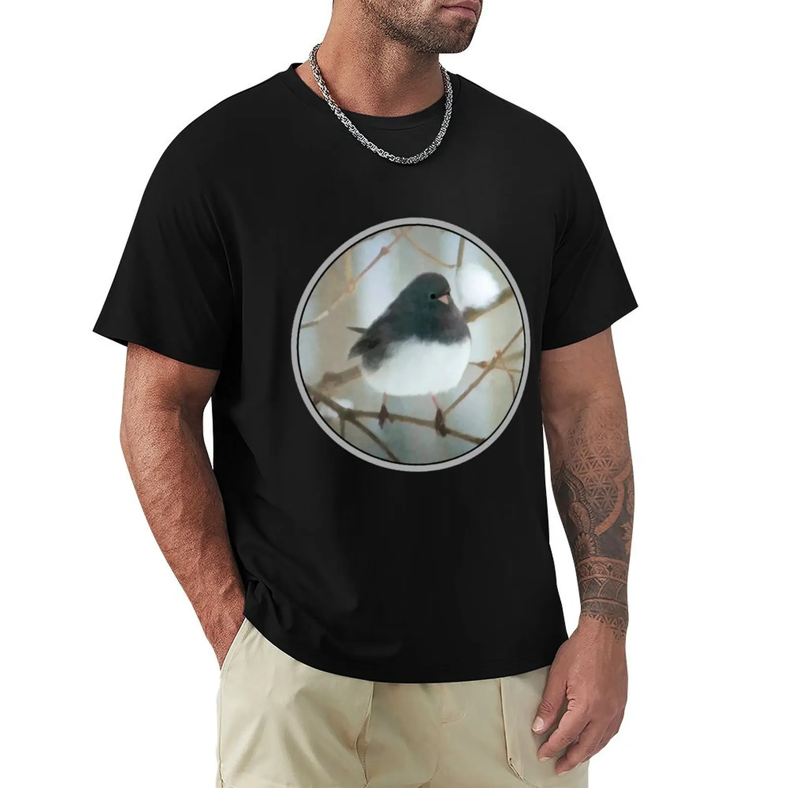 Camiseta Dark-Eyed Junco Watercolor, camiseta deportiva básica de manga corta
