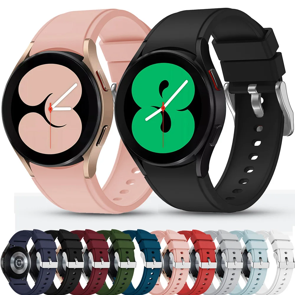 

20MM Silicone Watchband For Samsung Galaxy Watch 4 Classic 42mm 46mm/Watch 4 40MM 44MM Original Strap Sport Wristband Bracelet