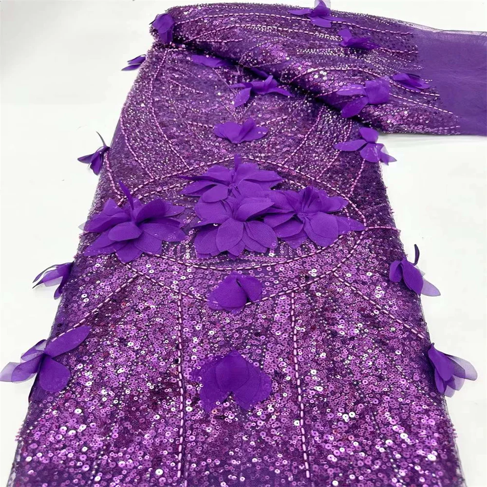 

African Lace Fabric French Net Mesh Lace Fabric High Quality Lace 2024 Nigerian Tulle 3D Flower Lace Fabric For Wedding Party dx