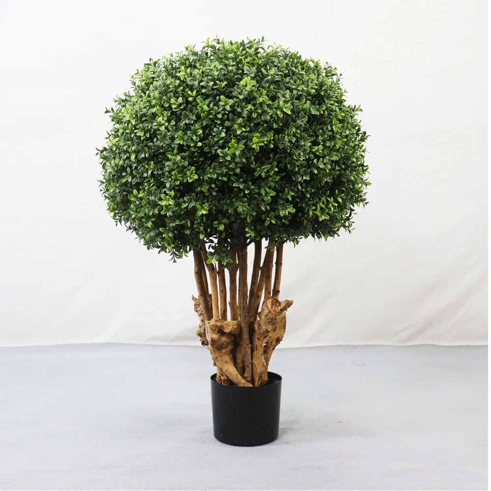 

Large Size Artificial UV-Preserved Boxwood Topiary Buxus Trees Wood PE Material in Pot for Indoor Outdoor Home Garden Decoration