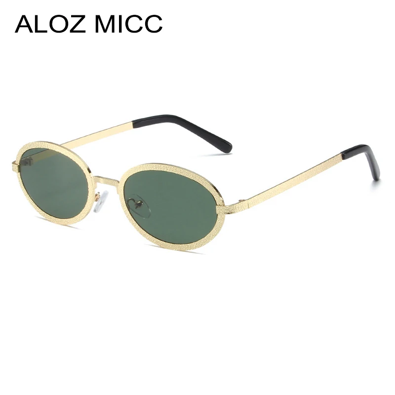 

Popular Fashion Metal Oval Sunglasses Women Fashion Green Tea Shades UV400 Men Punk Trending Sun Glasses