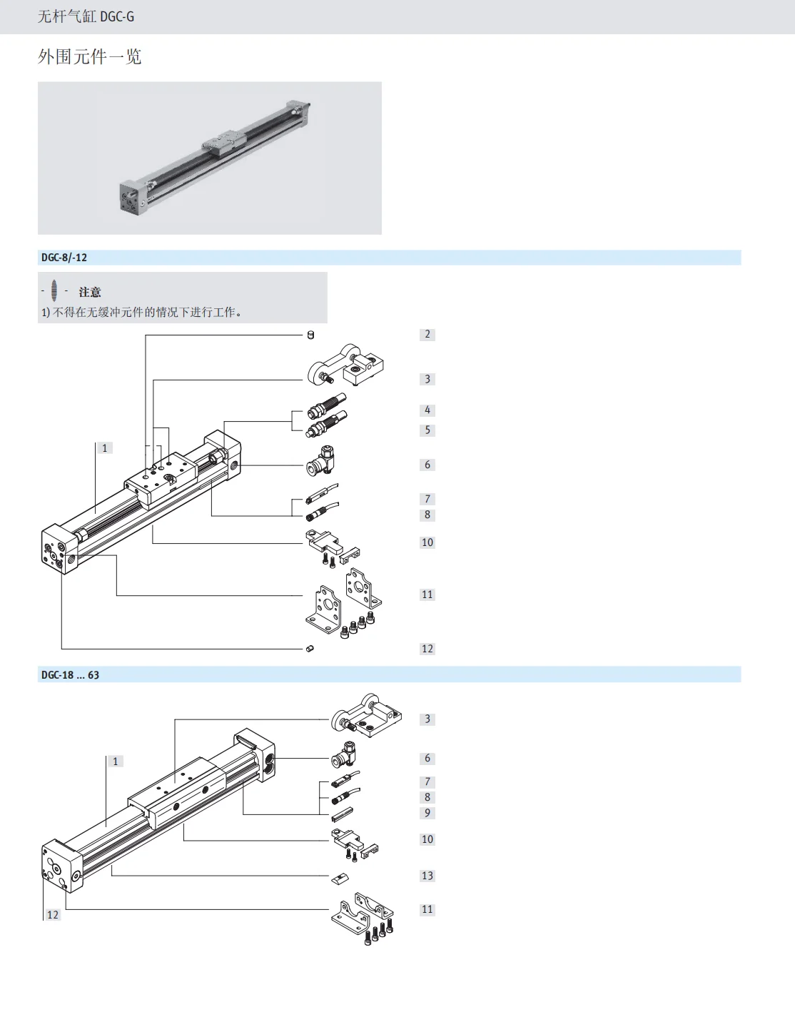 DGC Guide Type Mechanischer pneumatischer kolbenstangenloser Zylinder DGC 18/25/32/40-G-PPV-A Geradliniger Hubaktuator – Detail 15