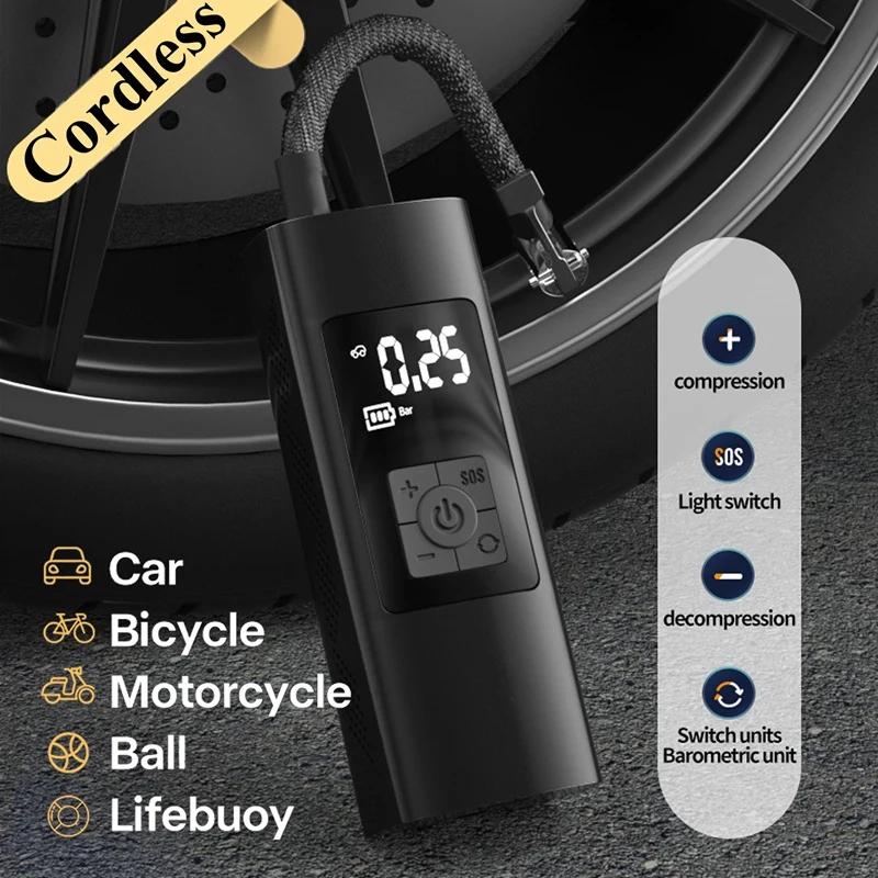 

150PSI Cordless Air Pump, Portable Air Compressor Rechargeable Tire Inflator Pump For Car, Bicycles, Outdoor Inflatables