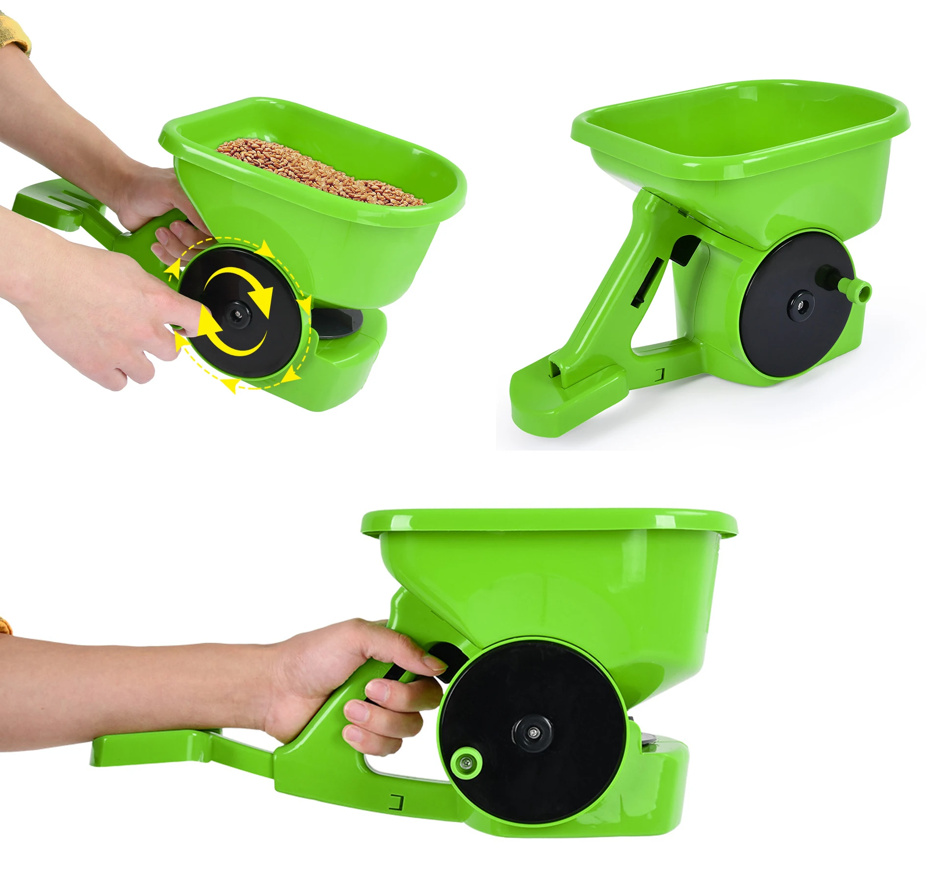 

Hand-Powered Hand Fertilizer Spreader for Seed, Fertilizer, Salt, Ice Melt, Handheld Broadcast Spreader