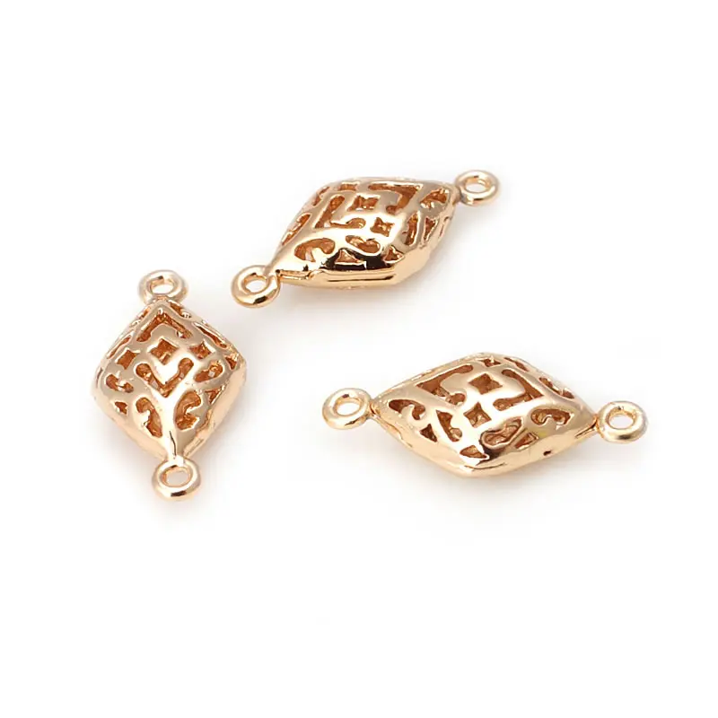 10PCS 18K Gold Color Brass Prismatic 2 holes Connect Charms Pendants High Quality Diy Jewelry Making Earrings Accessories