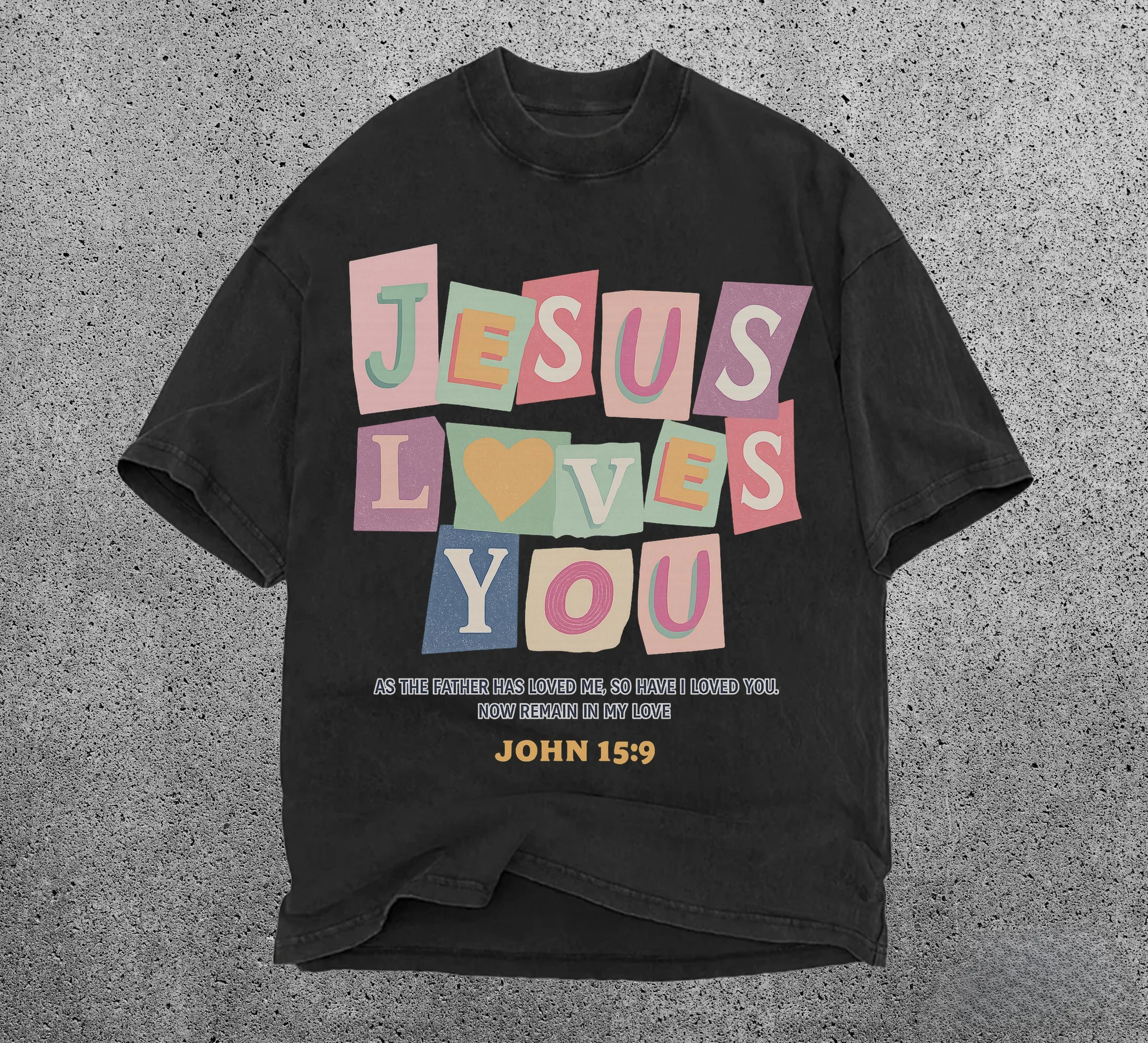 Women's Spring/Summer New Jesus Loves You T-shirt Church Gift Unisex Cotton Oversized Streetwear Short Sleeve Loose Casual
