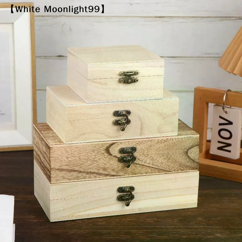 Caja de almacenamiento de madera de estilo rústico vintage, con tapa con bisagras, organizador de recuerdos para adornos, decoración del hogar, manualidades, arte y hobbies, 1/3 unidades