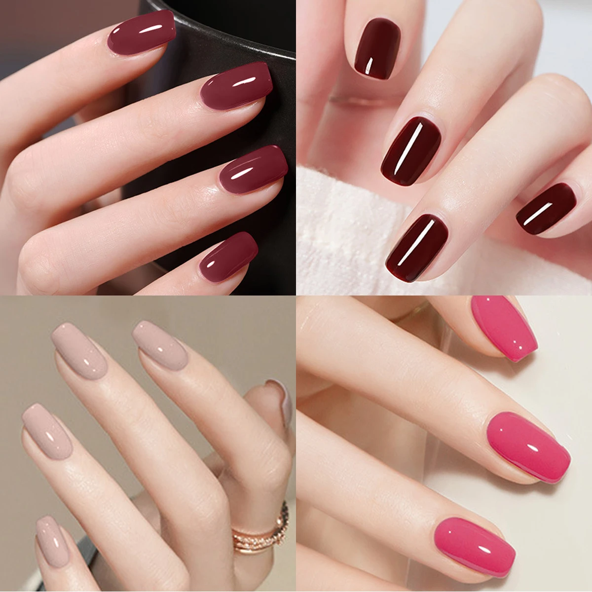 ชุดยาทาเล็บสีทึบใหม่6ชิ้น/เซ็ตยาทาเล็บแวววาวสีม่วงสีนู้ดและสีเขียวสียาทาเล็บเจลทึบ