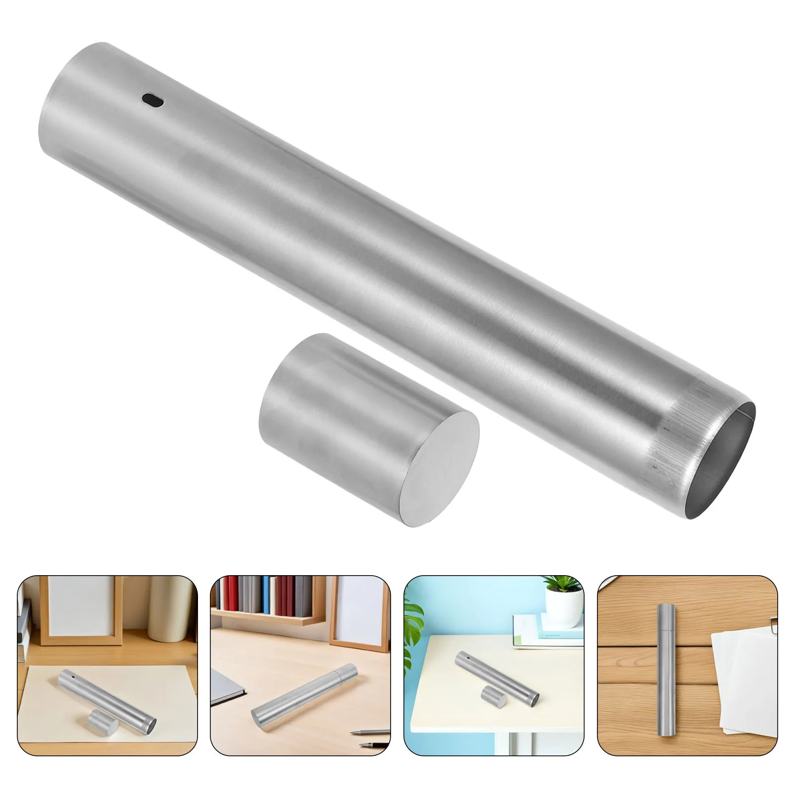 

2Pcs Stainless Steel Certificate Holder Tube 3x40cm Waterproof Sealed Document Storage Tube Marriage License Holder Poster