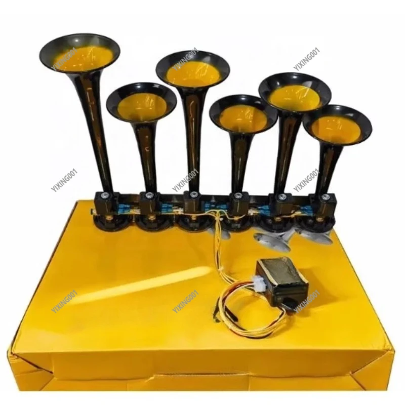 10 Tone 6 Pipe Car Music Horn 12V/24V Electric Control Loud Speaker for Truck Engineering Vehicle