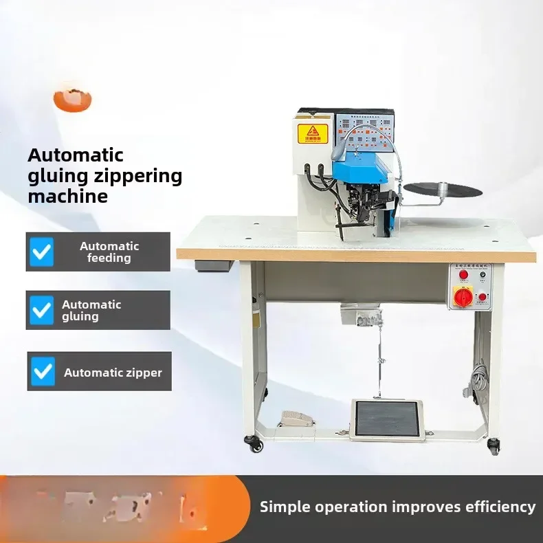 Automatic glue zipper, wallet clip automatic glue zipper machine
