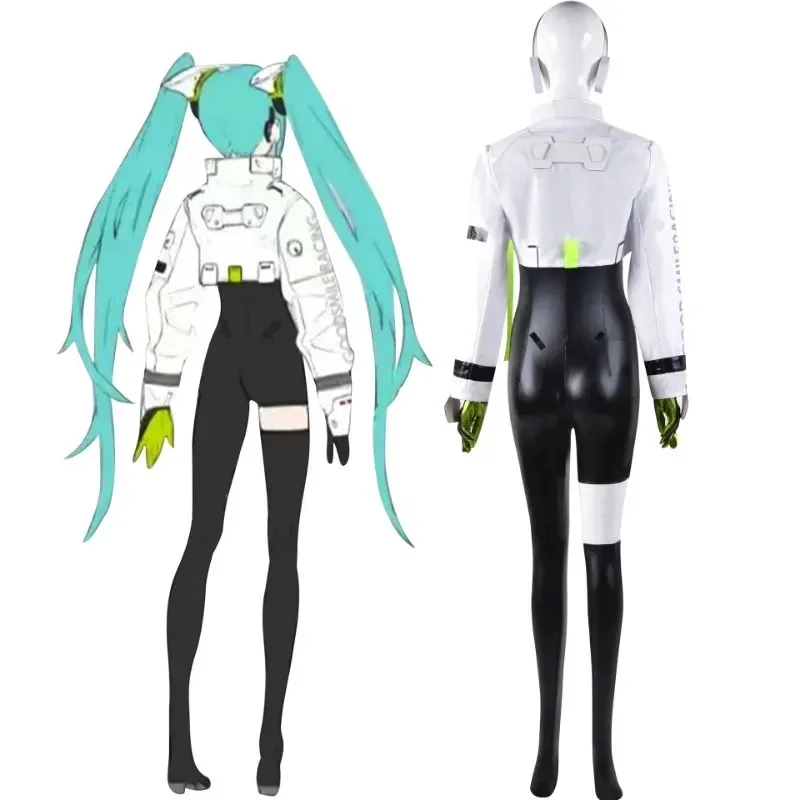 

New ❤2025 Anime Miku Cosplay Costumes Racing Sexy PU Leather Bodysuit Jumpsuit Carnival Halloween Costume for Women ☆ ☆ ☆