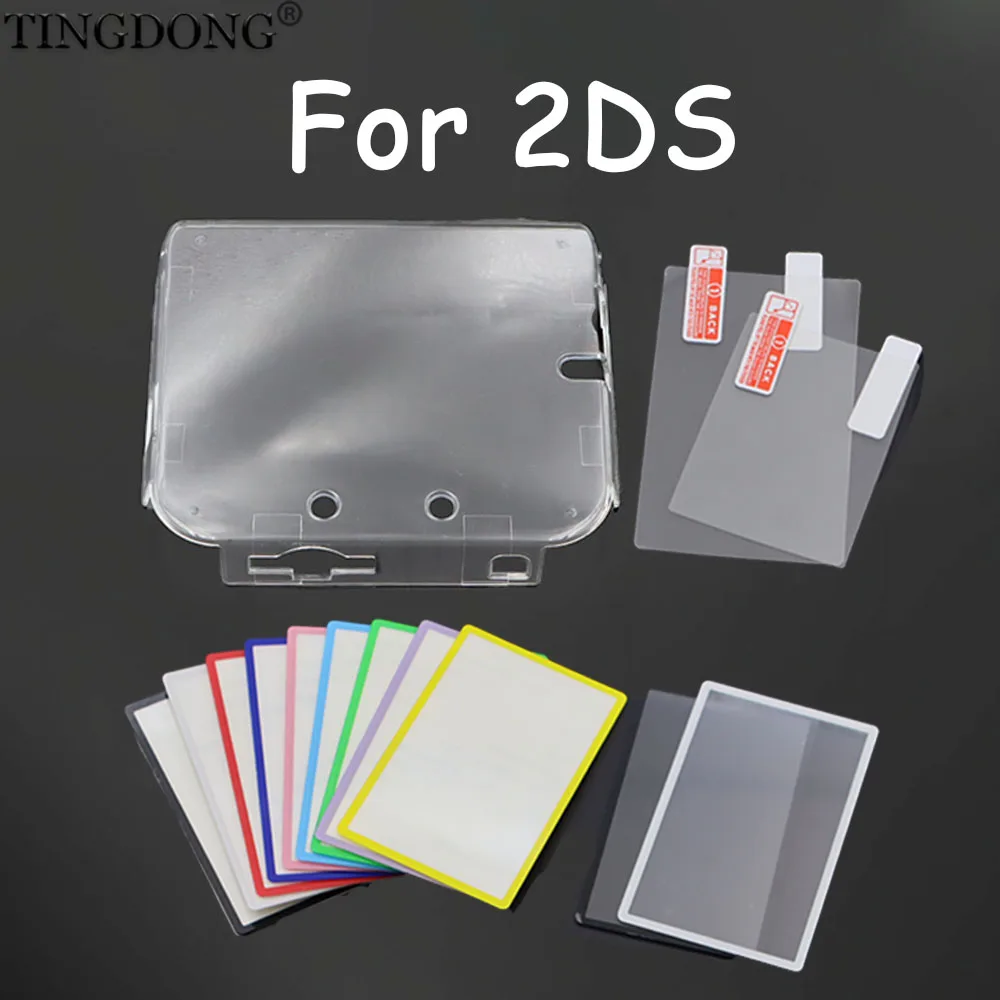 1 Set für 2DS, kristallklare Hartschalenhülle + Schutzfolie für den oberen und unteren Bildschirm + Kunststoff-Objektivabdeckung, hohe Kosteneffizienz