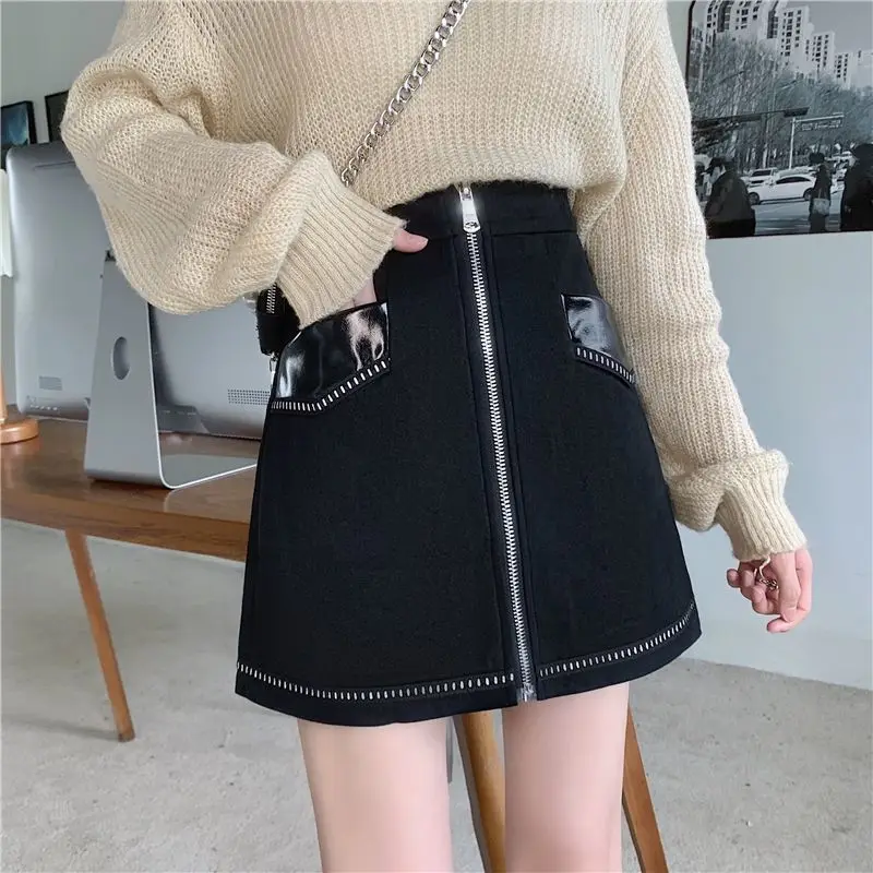 2024 Autumn New Short Skirt, Fashionable, Fat Sister, Slim, High Waist, A-line, Legs, Long Zipper Half Skirt for Women