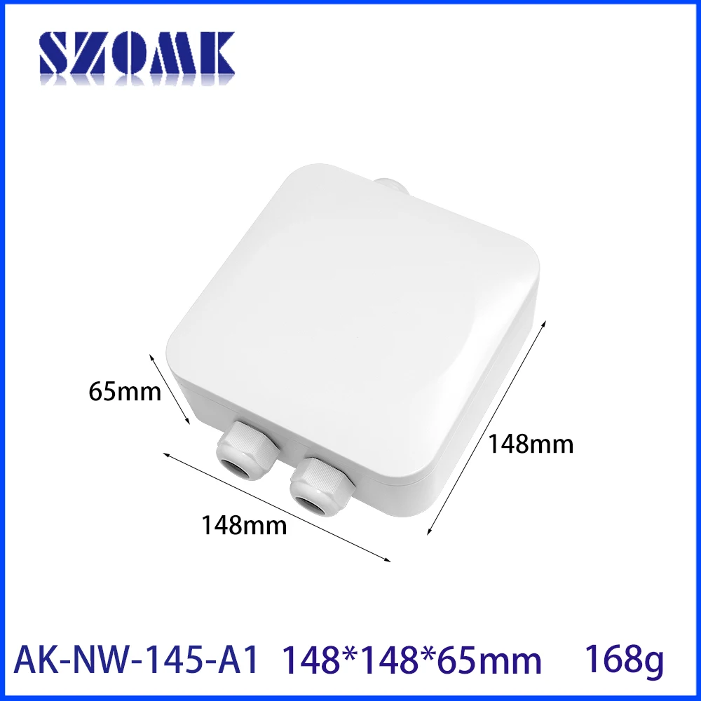 SZOMK148x148x65mm ABS Outdoor Waterproof Junction Box with Cable Glands for Sensor Collector and Relay Box Housing